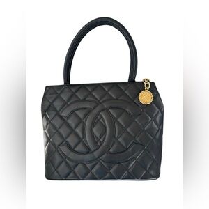 Chanel Black Quilted Leather Tote